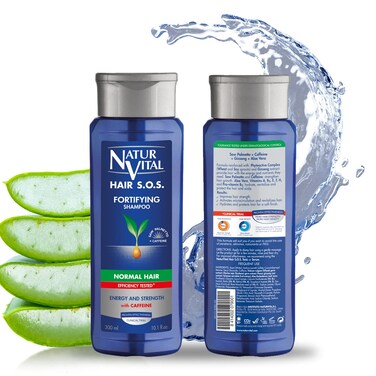 NaturVital Unisex, Natural Aloe Vera &amp; Ginseng Organic Hair SOS Revitalizing Shampoo for Normal Hair, Prevents Hair Breakage, Cruelty-Free &amp; Paraben-Free