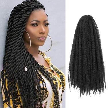 Marley Twist Braiding Hair &ndash; Cuban Twist Hair Extensions, Soft &amp; Natural Marley Hair for Marley Twist StylesFor Faux Locs, Spring Twist Hair, Butterfly Locs (18inch, 2#）