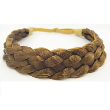 TOECWEGR 5 Strands Synthetic Hair Braided Headband Hairpiece Classic Chunky Wide Plaited Braids ElasticMulti Color Headband Ladies Beauty Hair Accessories &hellip;