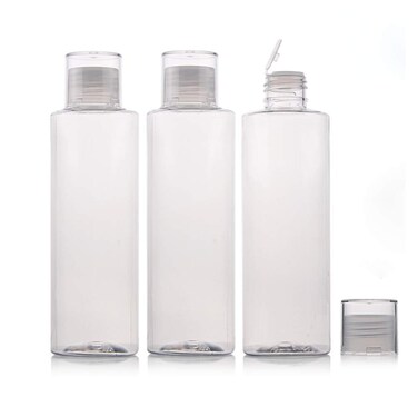 3PCS 250ml/8.5oz Empty Clear Plastic Soft Squeeze Bottle With Flip Cap Refillable Cosmetic Makeup Travel Sample Packing Tube Container Jars for Cosmetic Bath Shower Gel Lotion Liquid Shampoo