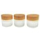 3PCS 10g/10ml Empty Refillable Translucent Glass Makeup Cosmetic Face Cream Lip Balm Storage Container Jar Pot Bottle with liners and Wood Grain Lid for Scrubs Oils Salves Creams Lotions