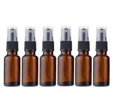5 pcs 5ml Small Glass Spray Bottle Empty Mini Fine Mist Travel Bottle Set Cosmetic Bottle Liquid Containers Sample Bottles for Perfume Essential Oil Alcohol(Amber)