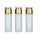 QUUPY 3PCS 80ml/2.6oz Frosted Glass Lotion Bottle With Gold Acrylic Lid Cover Travel Cosmetics Sample Storage Containers Jars For Essence Cream Serums Oil Moisturizers