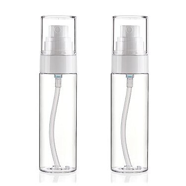 Fine Mist Spray Bottle Plastic Spray Bottles 3.4oz/100ml 2Pack Makeup Setting Sprayer TSA Approved Empty Cosmetic Refillable Travel Bottle Water Perfume Essential Oils Skincare Makeup Lotion Hair Mist