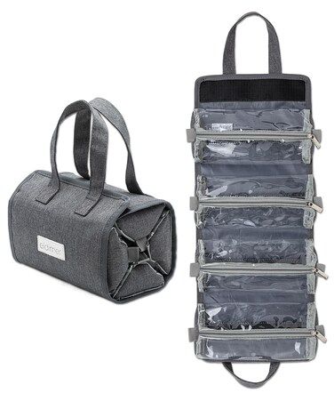 Small Roll Up Toiletry Bag for Traveling Women - Travel Makeup Bag with 4 Removable Compartments - Hanging Toiletry Bag - Cosmetic Travel Bag - Medicine Bag - TSA Approved Toiletry Bag