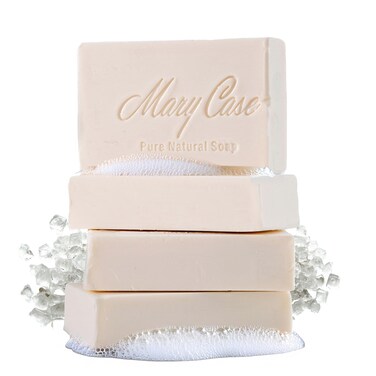 Mary Case All Natural Bar Soap for Men &amp; Women (Set of 4) - Sea Salt Body Soap Bars with Olive and Coconut Oils - Vegan Bath Soaps for Exfoliating, Balancing Moisture &amp; Mineral-Rich Nourishment