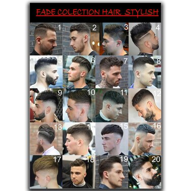 VMXWLL Barber Shop Decor Fade Colletcion Hair Stylish Canvas Poster Unframe-style 16x24inch(40x60cm)