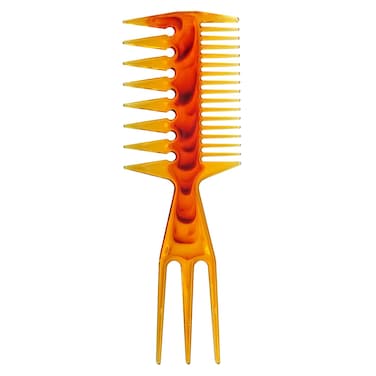 Losaria Hair Pick Comb, 3 In 1 Fish Tail Bone Shape Professional Stylist Comb, Amber (Hairdressing Salon, Home Personal Application, All Kinds of Hair Styling)