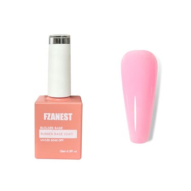 FZANEST Rubber Base Builder Gel For Nails,Builder Base Clear Sheer Color Gel Nail Polish,Elastic Rubber Base Coat,Builder Extension Gel in a Bottle 15ml (Milky Pink 2)