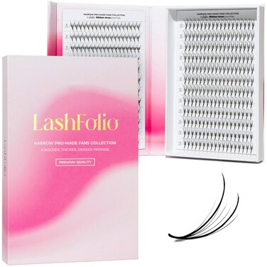 LLBA LashFolio Double Spike Promade Fans   Handmade Volume Eyelash   Multi Selections From 5D To 10D   C CC D Curl   0.03~0.07 mm   8-13mm Length   Long Lasting   Easy Application (7D-0.05 CC 8-13mm)