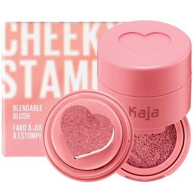 Kaja Blush - Cheeky Stamp   Gift, 7 Shades, Buildable &amp; Blendable Shade with Heart-shaped Applicator, Rosy Finish, 01 Coy, 0.17 Oz