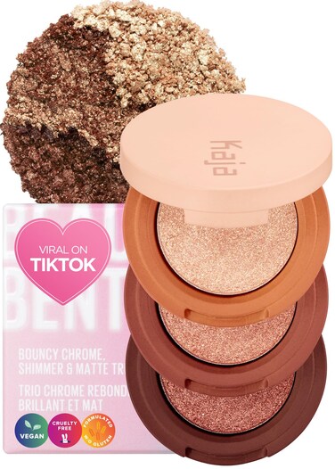 Kaja Eye Bento Collection - Bouncy Eyeshadow Trio   Gilded Bronze Tones, Travel Size, 03 Toasted Caramel, 2019 Allure Best of Beauty Award, 0.03 Oz