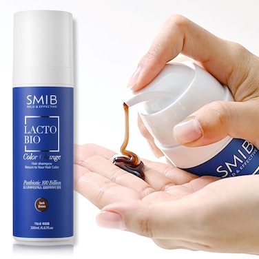 Lactobio Hair Dye Shampoo   Gradual Gray Reduction with Probiotics   Natural Hair Darkening in 3-5 Minutes   Gentle Korean Formula for Daily Use (6.76 fl oz) (Dark Brown)