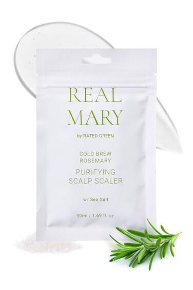 Rated Green Real Mary Cold Brew Rosemary Purifying Scalp Scaler w/Sea Salt   Hypoallergenic Korean Dry Scalp Hair Care for Flaky, Itchy &amp; Mild Troubled Scalp   Deep Conditioning Treatment 1.69 fl oz
