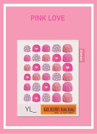 Premium Nail Wraps for Kids 6+ Yo   30 Non-Toxic Nail Polish Stickers That Let Nails Breathe   Patented Micro Holes for Safe, Healthy Nails   Long Lasting Nail Stickers for Girls (Glitter Pink Love)