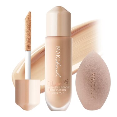 1.P.L AMPOULE GLOW FOUNDATION dewy glowy finish, liquid foundation with wand, all day coverage, blendable, 28g 0.99 fl Oz [23-N REV LIGHT]