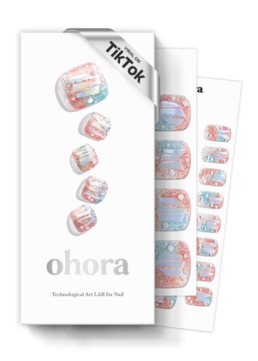 [P Newtro No.1] Real Gel Nail Strip by ohora - 30pcs with Prep pad, Mini Nail File, Wood Stick, DIY Toe Nail Art Starter Kit, No Glue, Non Soak-Off