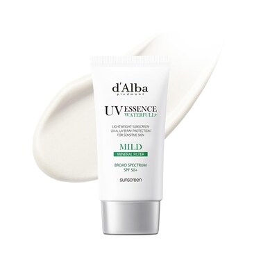 d'alba Piedmont Italian White Truffle Waterfull Mild Sunscreen, Vegan, Mineral Sunscreen, BROAD SPECTRUM SPF 50+ Non-Nano Suitable for Sensitive Skin, Korean Skin Care (1.69 fl. oz)