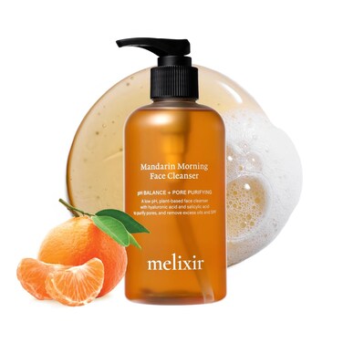 Mandarin Morning Face Cleanser with Korean Mandarin Extract   8.4 fl. oz   A low pH, plant-based face cleanser with hyaluronic acid and BHA to purify pores, and remove excess oil and SPF