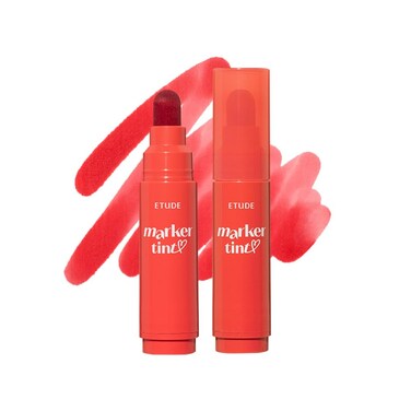 ETUDE Dear Darling Marker Tint #3 Apple Candy (5g)   Hydrating &amp; Long Lasting Lip Stain   High Pigmented Lip Maker with Easy Drawing Tip   Korean Daily Lip Tint, Korean Makeup, Kbeauty