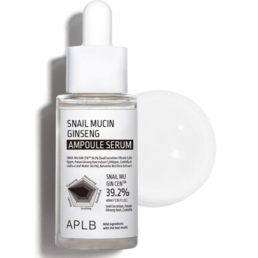 APLB Snail Mucin Ginseng Ampoule Serum   SNAIL MU GIN CEN&trade; 39.2% 1.35 FL.OZ/Korean Skincare, Wrinkle care, Pore care, Improve elasticity for firm skin
