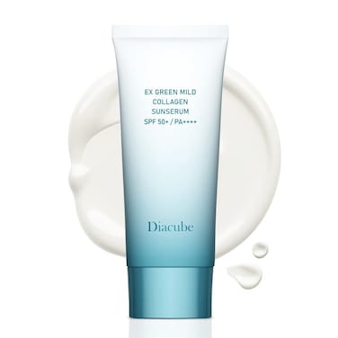 EX Green Mild Collagen Daily Sun Serum, 2.03 Fl Oz SPF 50+ PA++++   No White Cast   Lightweight Sunscreen Moisturizer   Skin-Friendly, Safe, Clean Ingredients   Lotion-Like Texture   K-Beauty