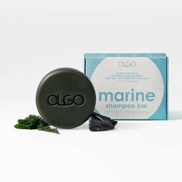 Marine Shampoo Bar 3.5 oz   Soap-free solid shampoo bar for scalp with cooling   Kelp, sea grape, charcoal with Biotin   Sustainable &amp; clean- no sulfates, no parabens, no phthalates