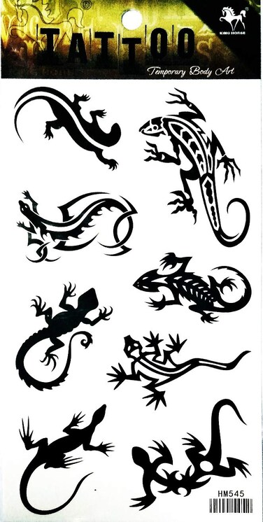 NipitShop 1 Sheet Black Lizard Gekko Salamander Women Body Tattoo Sticker For Men Fake Waterproof Temporary Tattoo New Designs Body