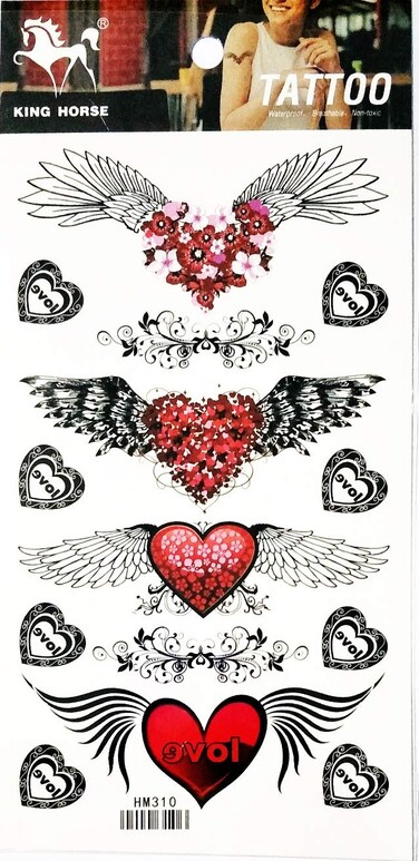 NipitShop 1 Sheet Sexy Waterproof Tatoo Beautiful Angel Wings Flying Heart Temporary Tattoo Body Art Flash Tattoo Stickers