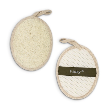 FAAY Soft Loofah Pad for Body Exfoliation - 2 Counts (1 Pack) Shower Luffa Sponge, Gentle and Effective Spa Treatment at Home   Prevents Ingrown Hairs