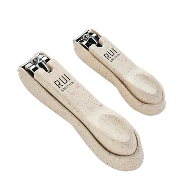 Rui Smiths CarbonConscious Nail Clipper Set of 2 for Manicure and Pedicure Grooming   Large and Small Size Cutters   Made with Wheat Straw Bioplastic