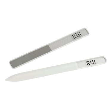 Rui Smiths CarbonConscious Glass Nail File &amp; Nano Glass Buffer Set for Shiny Manicure Grooming - Reusable, Comes with Protective Cases