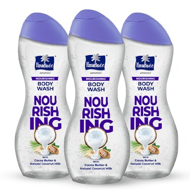 Parachute Advansed Nourishing Body Wash with Natural Coconut Milk &amp; Cocoa Butter  Nourishes &amp; Hydrates Skin  For Soft, Supple, Moisturized Skin   100% Soap Free  8.4 Fl oz PACK OF 3