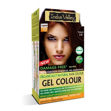Indus Valley Natural Organic Damage Free Gel Hair Color   Ammonia Free, Vegan &amp; Cruelty Free   Up to 100% Gray Coverage, Long Lasting Results  Burgundy 3.6 (20gram+200ml)