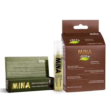 Mina ibrow Hair Color Light Brown  Natural Spot coloring Hair Tinting Powder with brow Nourishing Oil For Professional, Water and Smudge Proof   No Ammonia, No Lead with 100% Gray Converge