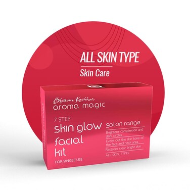 Aroma Magic Skin Glow Facial Kit - Single Use   7 Steps Skincare Set   Reduces Dark Circles   Gently Removes Dead Skin   Restores Clear &amp; Radiant Skin