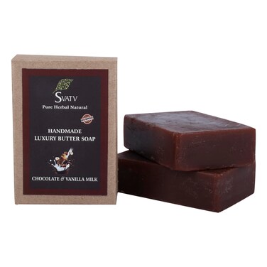 SVATV Handcrafted Soap With Natural, Soothing Herbs Of NEEM &amp; TULSI For Men And Women - Exfoliating Bar, Traditional Ayurvedic Herbal Soap For All Skin Type - 125g X 2 = 250g