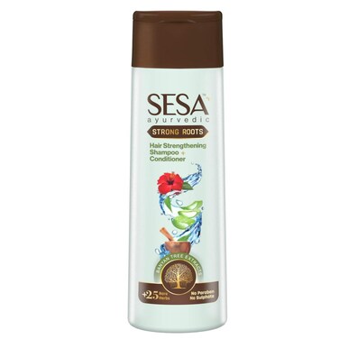 SESA Ayurvedic Strong Roots Hair Shampoo And Conditioner 200Ml Strengthening Roots Nourishes Scalp Paraben &amp; Sulphate Free For Men &amp; Women, 6.76 oz