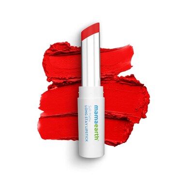 MAMAEARTH Soft Matte Hydrating Lipstick (08 - Red Dahlia)   12-Hour Long Stay Lightweight Formula   Waterproof &amp; Non-Drying   Smooth Matte Finish   0.12 Oz (3.5g)