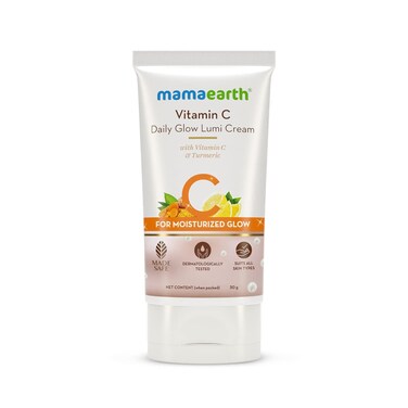 Mamaearth Vitamin C Daily Glow Lumi Face Cream   Moisturized Skin with Highlighter Like Glow   Relieves Dullness &amp; Revives Natural Radiance   Lightweight &amp; Non Sticky   1.06 Oz/30g