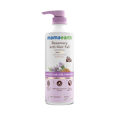 Mamaearth Rosemary Anti-Hair Fall Shampoo with Methi Dana   Controls Hair Loss &amp; Breakage   Build Up Clarifying &amp; Hydrating Formula   20.29 Fl Oz/600ml