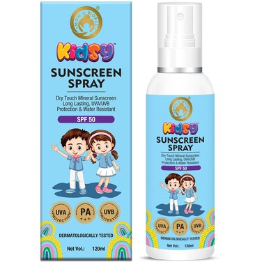 Mom &amp; World Mineral Based Kids Sunscreen Spray SPF 50, Water Resistant, UVA/UVB PA+++, 120ml - Safe for Baby and Kids