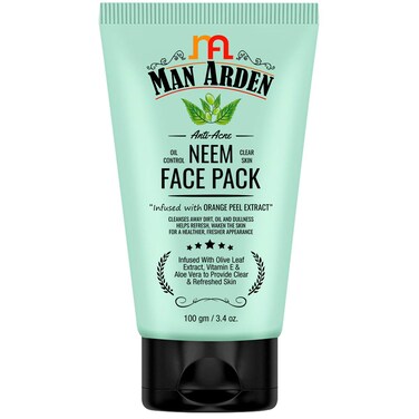 Man Arden Anti Acne Neem Face Pack - For Oil Control And Clear Skin - Infused With Olive Extract, Vitamin E And Aloe Vera, 100g