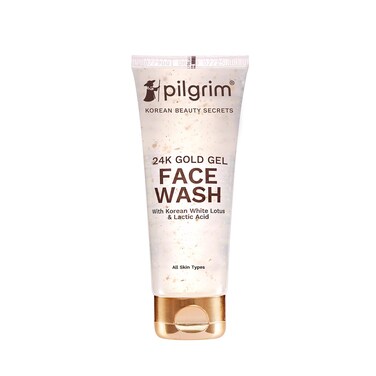 Pilgrim 24K Gold Gel Face Wash   with Lactic Acid &amp; Korean White Lotus   Enhance Skin Radiance &amp; Reduces Dark Spots   Gentle Exfoliating Cleanser for Glowing Skin   2.71 Fl Oz (80ml)