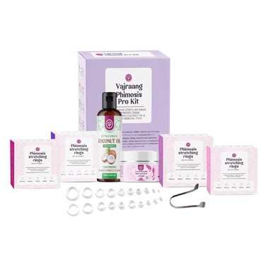 Phimosis Pro Kit with 20 x Phimosis Rings, 1 x Phimosis Cream, 1 x Phimosis oil, 1 x Track Sheet, 1 x 'How to use' booklet   Phimosis home kit   Proven results   Medical grade silicone