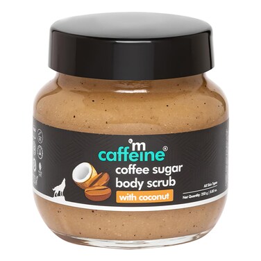 mCaffeine Coffee Sugar Body Scrub with Coconut - Body Wash and Body Exfoliator - Reduces Cellulite and Stretch Marks - All Skin Types - 8.82 oz