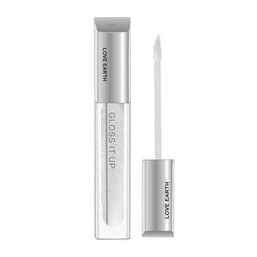 Love Earth Liquid Lip Gloss Love Magnet For Soft &amp; Dewy Lips Enriched With Vitamin E &amp; Almond Oil, Lip Color For Glossy Look, Lightweight Non Sticky Lip Shiner For Moisturizing Lips 3ml,Silver Glitter