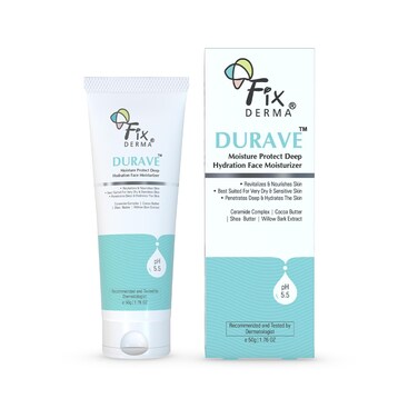 FIXDERMA Durave Deep Hydration Face Moisturizer with Cocoa &amp; Shea Butter   Hydrating Moisturiser for Face   Moisturizer for Dry Skin   Face Moisturizer for Women &amp; Men - 50gm