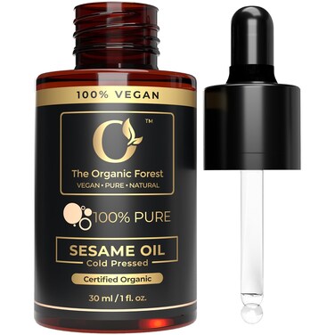Premium Organic Sesame Oil - Cold Pressed, for Skin &amp; Hair - Nutrient-Rich Sesame Seeds - Natural &amp; Pure - Non-GMO, Vegan, Cruelty-Free, Hexane-Free - 1 fl oz