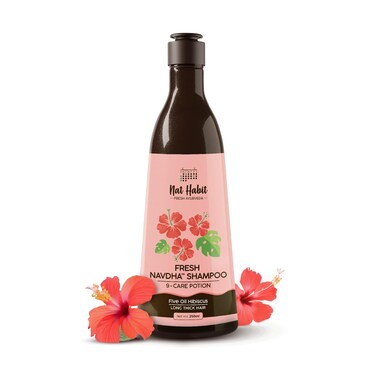 Sulfate-Free Natural Five Oils Hibiscus Hair Growth Shampoo, Navdha Shampoo for Women and Men, 250ml